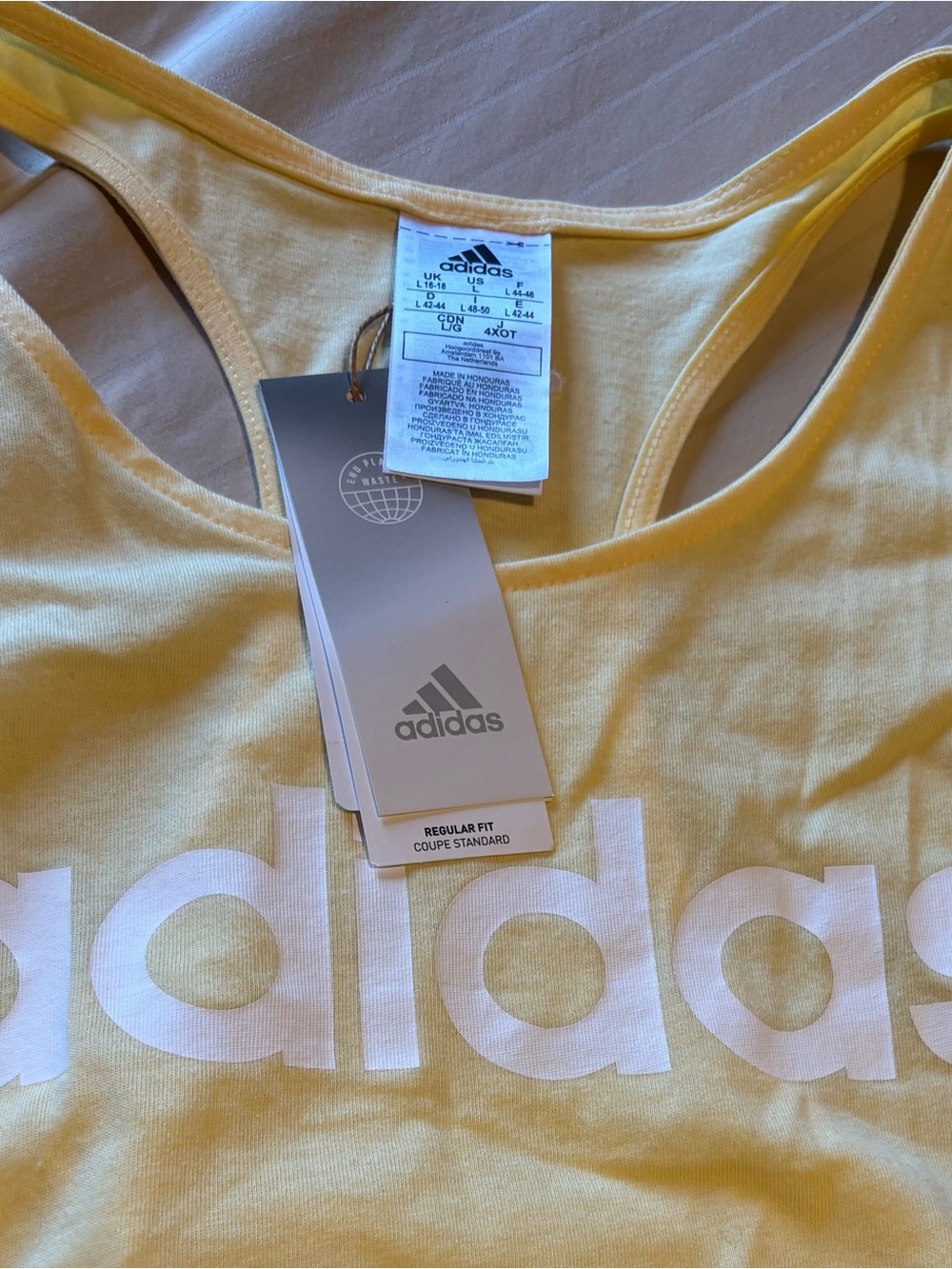 adidas Yellow Logo Racerback Tank - Picture 2 of 4